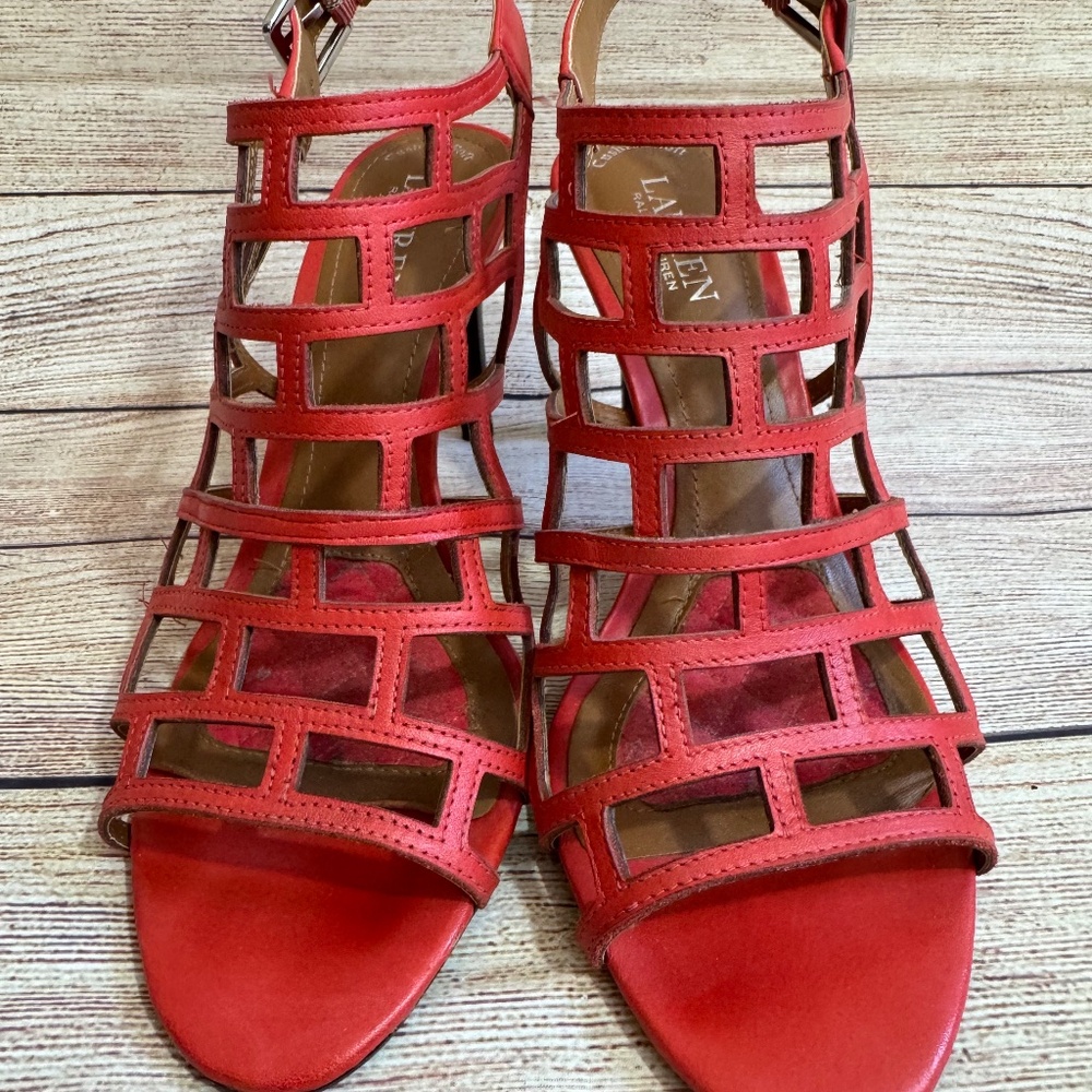 Lauren Ralph Lauren Coral Caged Heeled Sandals Size 9B